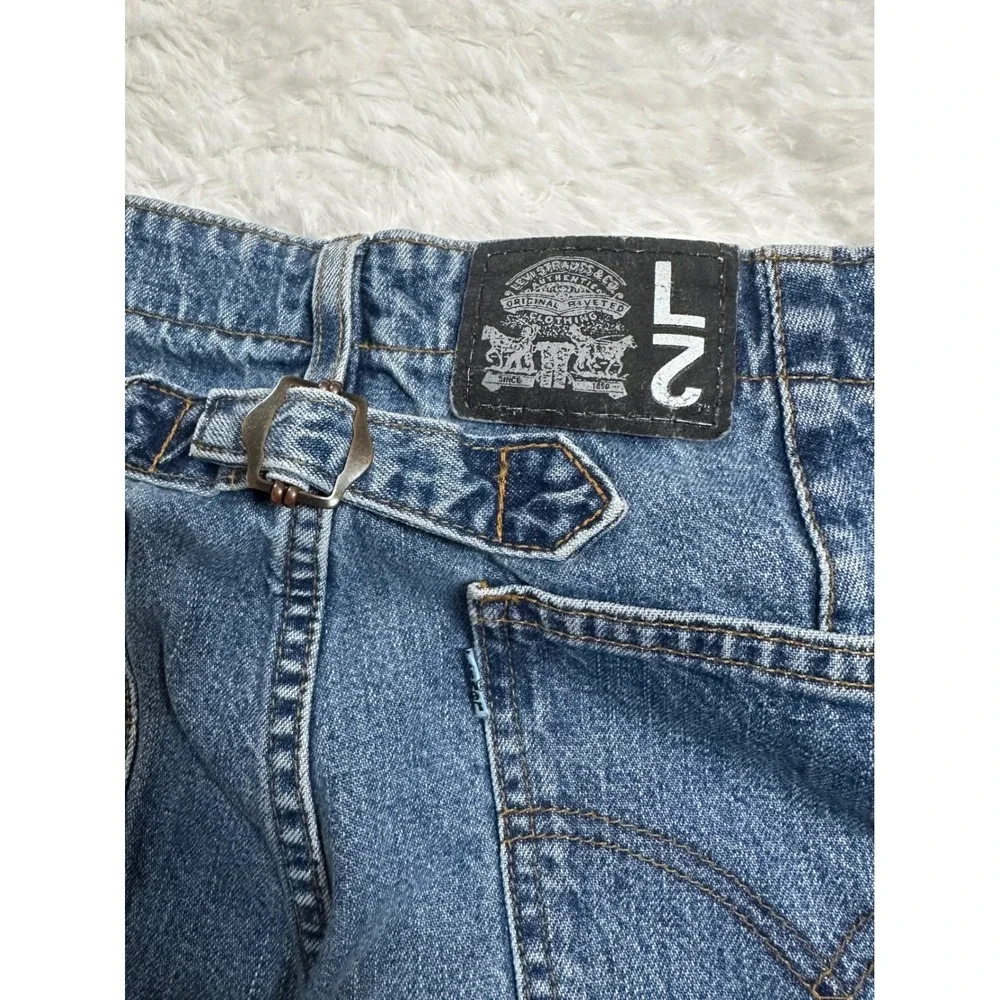 Vintage Levis L2 Carpenter Baggy Jeans Size 11 Med‎ Wide Leg 90s Denim Buckle